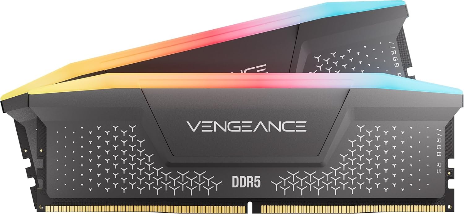 Corsair Vengeance RGB RS DDR5 32GB (2 x 16GB) Up to 6000MHz AMD Intel RAM Desktop Gaming Memory, AMD EXPO & Intel XMP 3.0 Compatible, CL36, Grey, CMG32GX5M2E6000Z36