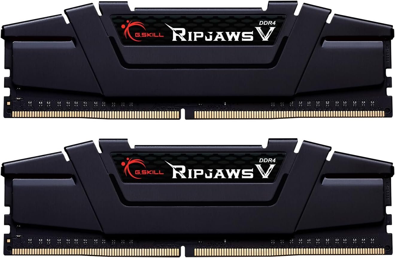 G.SKILL RipjawsV Series DDR4 RAM (XMP) 32GB (2x16GB) Up to 3200MT/s* CL16-18-18-38 1.35V Intel AMD Desktop Computer Memory U-DIMM - Black (F4-3200C16D-32GVK)