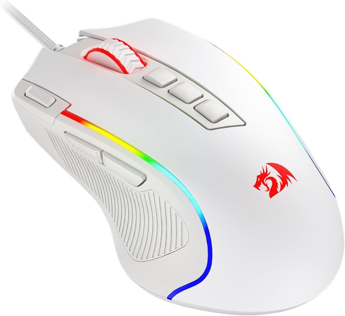 Redragon M612 Wired RGB Optical Gaming Mouse 8000 DPI Remapping Keys Cable-Free 0 Delay, Redefine Keybinding Macro, Vibing Backlight, Ergonomic Grip Body Comfort