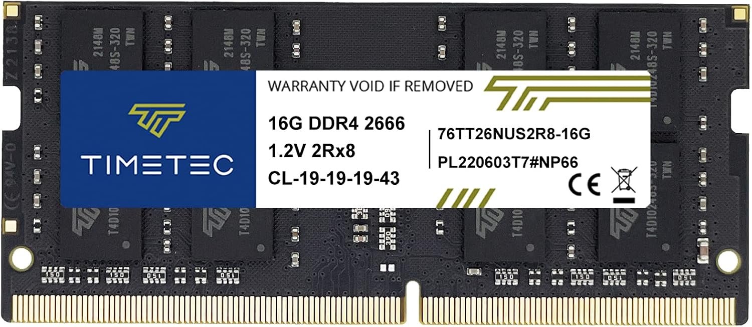 Timetec 16GB DDR4 2666MHz (PC4-2666V) PC4-21300 SODIMM Laptop RAM – 260-Pin 1.2V CL19 Non-ECC Unbuffered Memory Module for Laptop, Notebook, Mini PC, All-in-One
