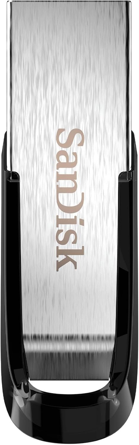 SANDISK 128GB Ultra Flair, USB-A Flash Drive, Up to 150MB/s Read Speeds USB Flash Drive, Up to 15x Faster than standard 2.0, Password Protection, Durable, Sleek Metal Casing, USB 3.0, Silver/Black