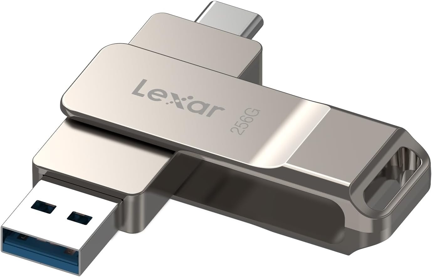 Lexar D40E 256GB Dual USB 3.2 Gen 1 Type-C Jump Drive, Champagne Silver USB-C Flash, Metal Housing, Swivel Design, Thumb Drive