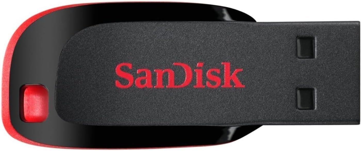 SANDISK 64GB Cruzer Blade, USB-A Flash Drive, Black USB Flash Drive, For Photos, Videos, Music & Files, Retractable Design, 128-bit Encryption, USB 2.0 - SDCZ50-064G-B35