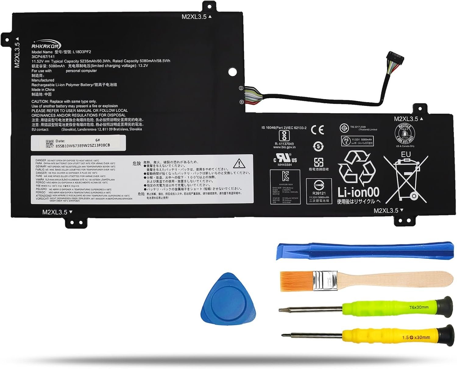 L18M3PFA L18D3PF2 Battery Replacement for Lenovo Yoga C740-15IML For C740-15 81TD Series Notebook, 5B10T83739 5B10T83740 5B10W67258 5B10W67402 SB10W67375, 11.52V 60.3Wh 5235mAh