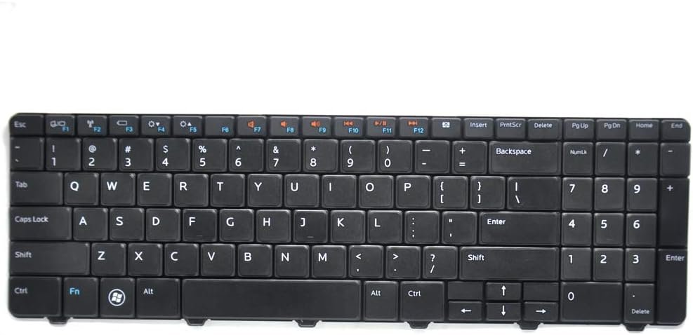 Replacement Keyboard Compatible with Dell Inspiron 15R 5010 M5010 M501R N5010 Series Black US Layout, Compatible Part Number 09GT99 NSK-DRASW 96DJT 096DJT NSK-DRASW