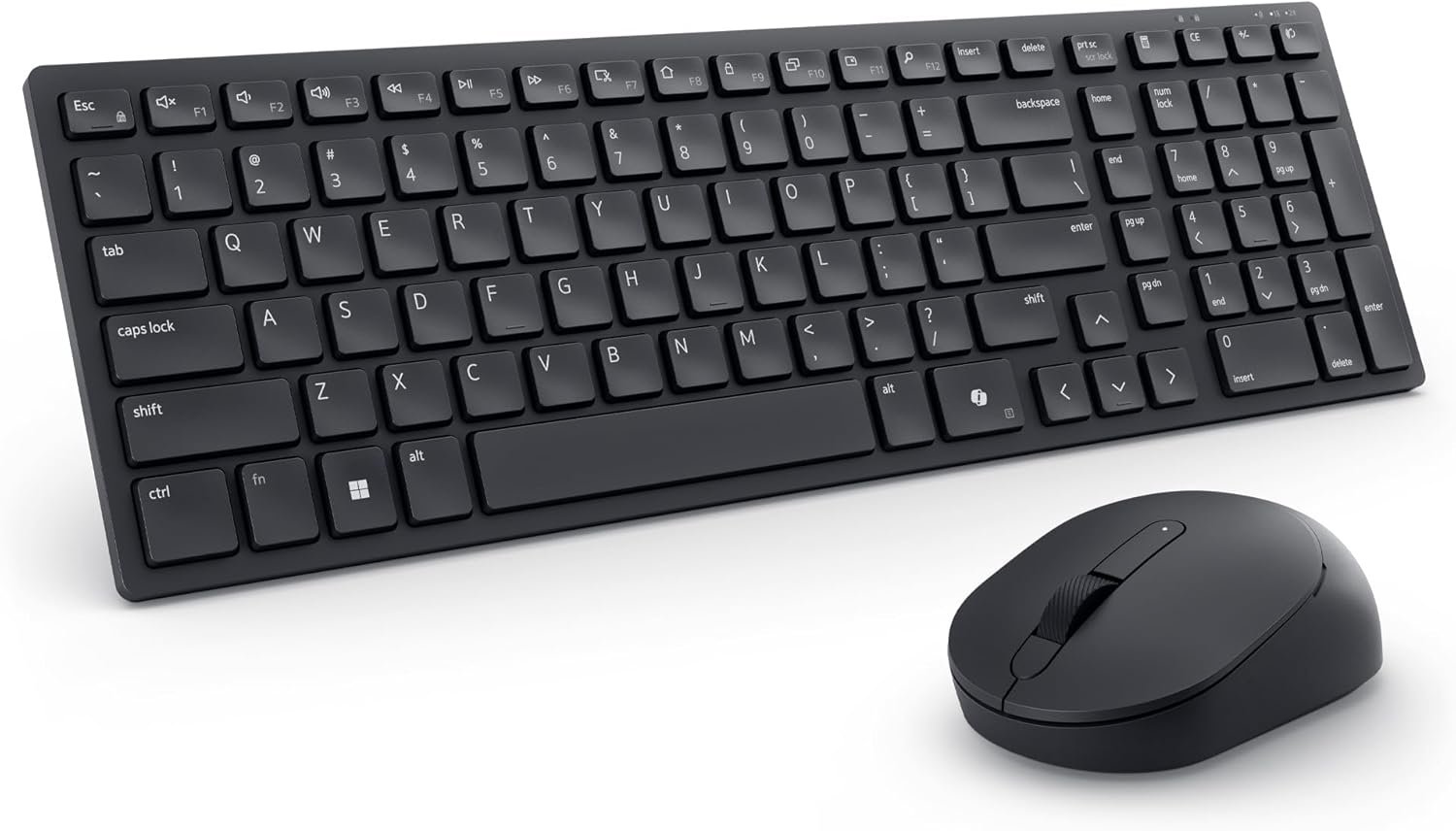 Dell KM555 Pro Compact Silent Keyboard and Mouse, Black Bluetooth 5.1, 2.4 GHz, 4020 DPI Optical, USB Receiver, AAA Batteries, Black