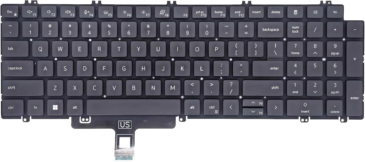 Backlit Keyboard for Dell Latitude 15 5520 5521 5530 5531 5540 3540 Fits Precision 3560 3570 3580,US Layout,Black,P/N N7N16/0N7N16